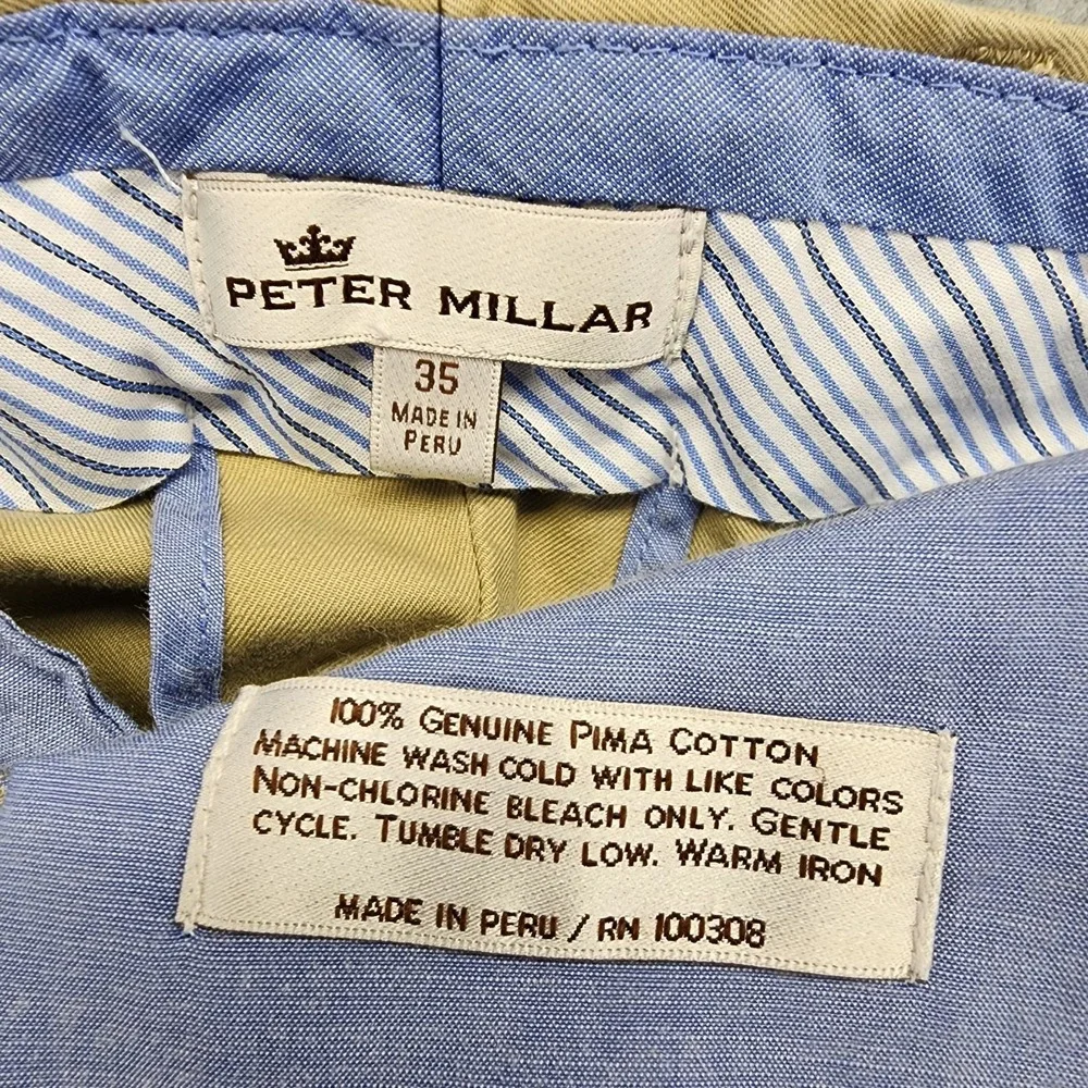 Peter Millar Shorts Mens 35 Beige Tan Lightweight Twill Pima Performance MS17B32